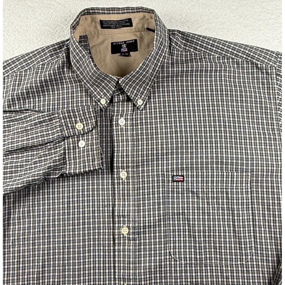 Attrak Jeans Flannel Shirt Mens XL Multicolor‎ Tartan Plaid Casual Button Down